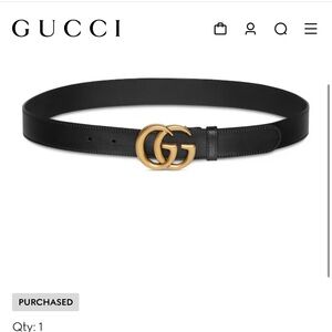 Gucci Black Leather Belt with Gold Double G Buckle